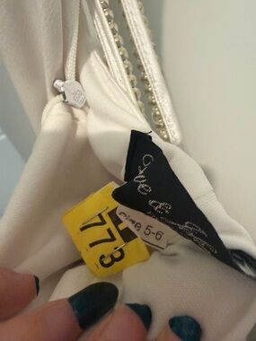 Dave & Johnny Ivory White Wedding Dress with Pearl Details